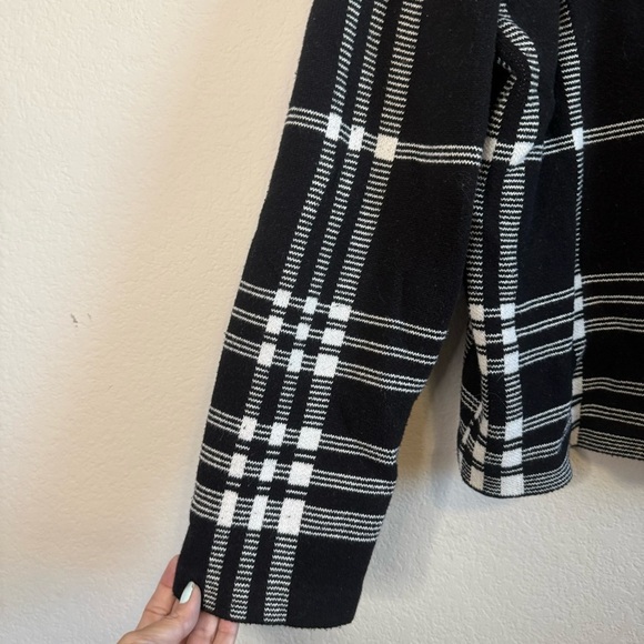 Chaps Black & White Grid Pattern Plaid Long Sleeve Knit Zip Up Jacket Blazer XXL - Picture 5 of 13